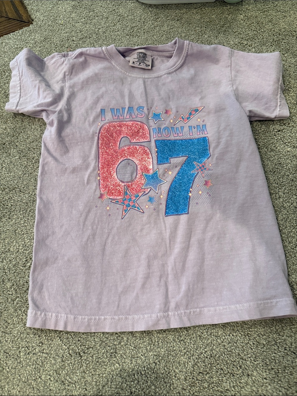 Comfort Colors Lavender Birthday Glitter '6 to 7' Tee